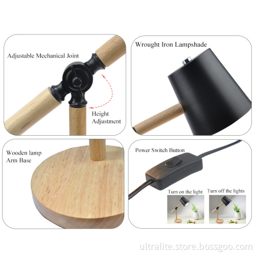 Creative Shape Desk Lamp Wooden Base Study Light Students Light For Dorm